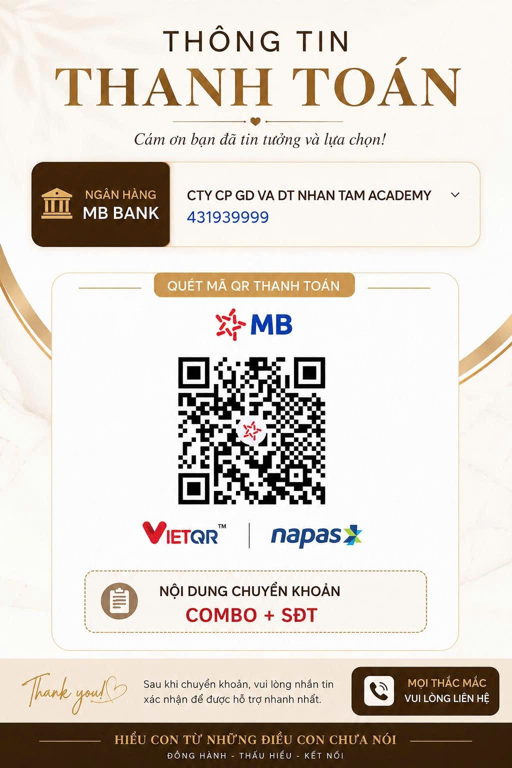 Mã QR thanh toán Công ty Nhân Tâm Academy